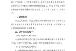 新修订《中国足球职业联赛参赛资格递补原则及办法》主要变化部分
