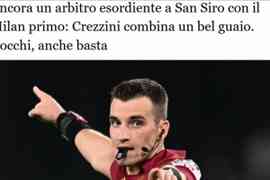 意媒:米兰2-2萨索洛的主裁仅第7次执法意甲,未能展现出足够能力