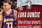 NBA官推预热湖火大战：历史仅四人圣诞单场50+ 东契奇位列其中